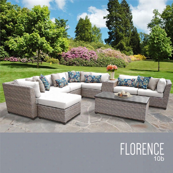 Tkc Florence 10 Piece Patio Wicker Sectional Set In White