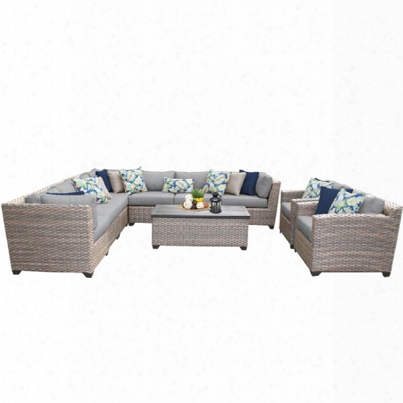 Tkc Florence 10 Piece Patio Wicker Sofa Set In Gray