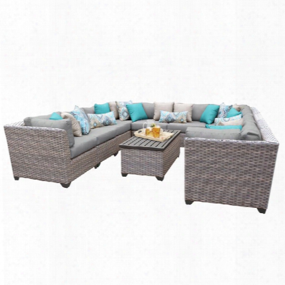 Tkc Florence 11 Piece Patio Wicker Sectional Set In Gray