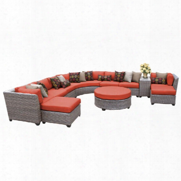 Tkc Florence 11 Piece Patio Wicker Sectional Set In Orange