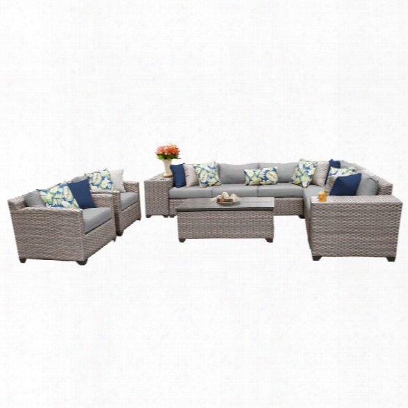 Tkc Florence 11 Piece Patio Wicker Sofa Set In Gray