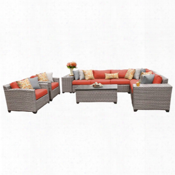 Tkc Florence 11 Piece Patio Wicker Sofa Set In Orange