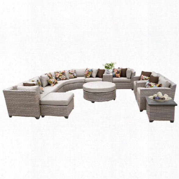 Tkc Florence 12 Piece Patio Wicker Sofa Set In Beige