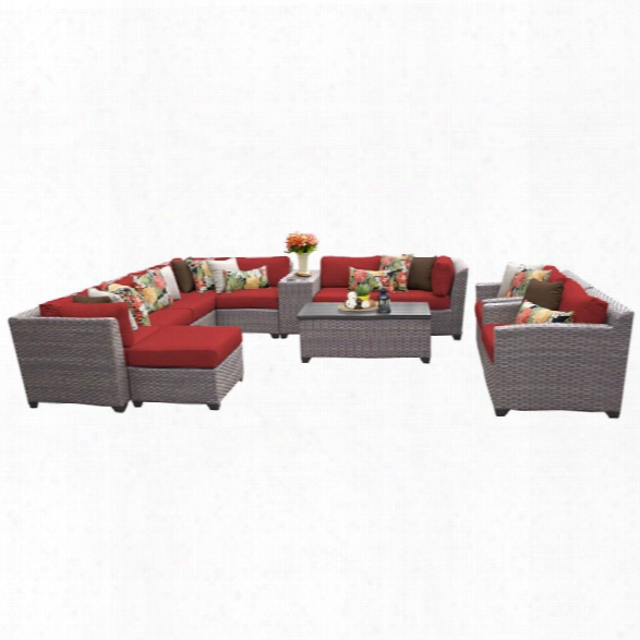 Tkc Florence 12 Piece Patio Wicker Sofa Set In Red