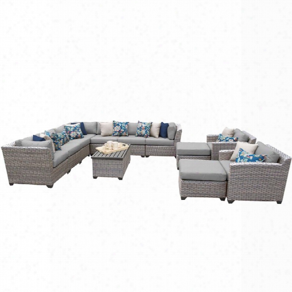 Tkc Florence 13 Piece Patio Wicker Sofa Set In Gray