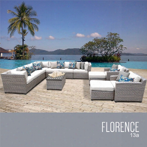 Tkc Florence 13 Piece Patio Wicker Sofa Set In White