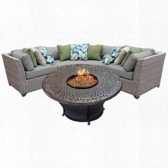 Tkc Florence 4 Piece Patio Wicker Fire Pit Sectional Set