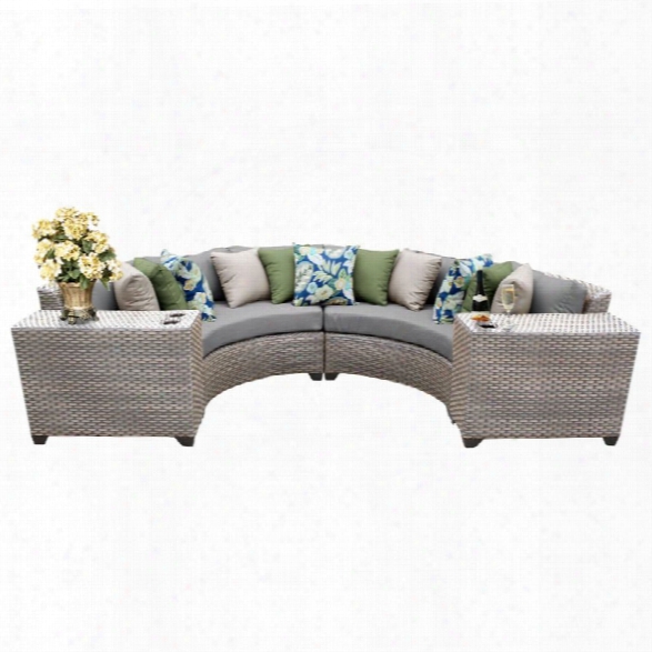 Tkc Florence 4 Piece Patio Wicker Sectional Set In Gray