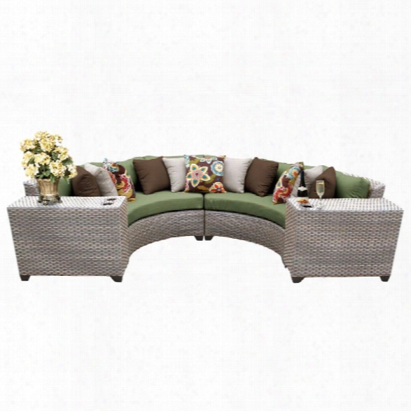 Tkc Florence 4 Piece Patio Wicker Sectional Set In Green