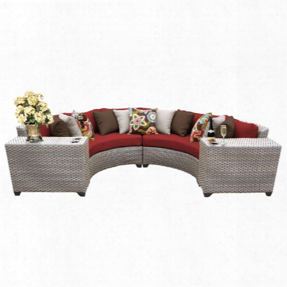 Tkc Florence 4 Piece Patio Wicker Sectional Set In Red