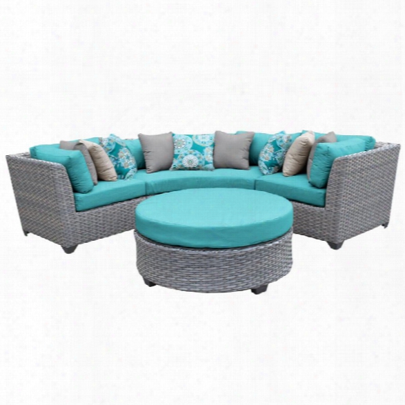 Tkc Florence 4 Piece Patio Wicker Sectional Set In Turquoise