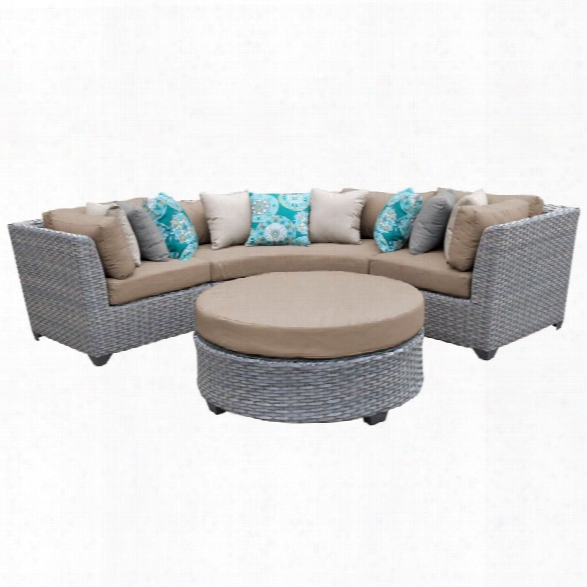 Tkc Florence 4 Piece Patio Wicker Sectional Set In Wheat