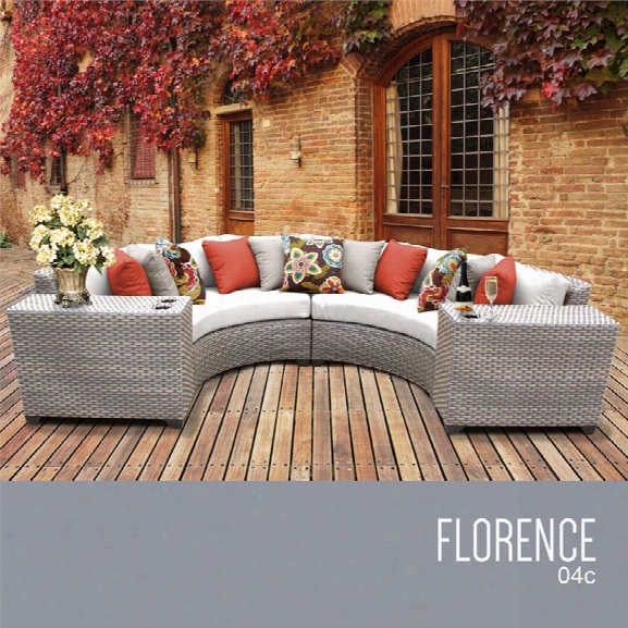 Tkc Florence 4 Piece Patio Wicker Sectional Set In White