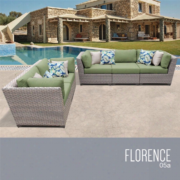 Tkc Florence 5 Piece Patio Wicker Sofa Set In Green