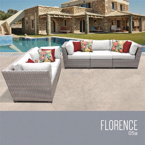 Tkc Florence 5 Piece Patio Wicker Sofa Set In White