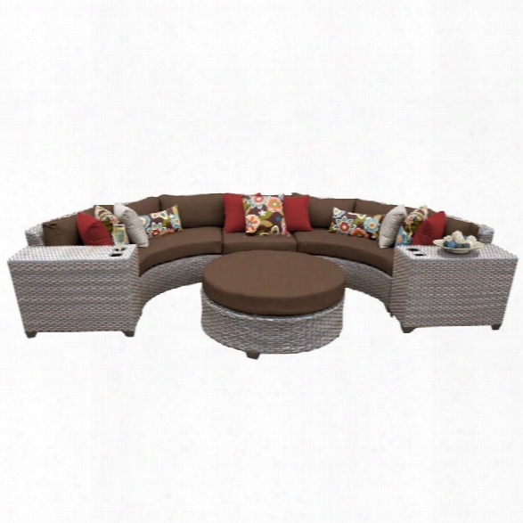 Tkc Florence 6 Piece Patio Wicker Sectional Set In Dark Brown