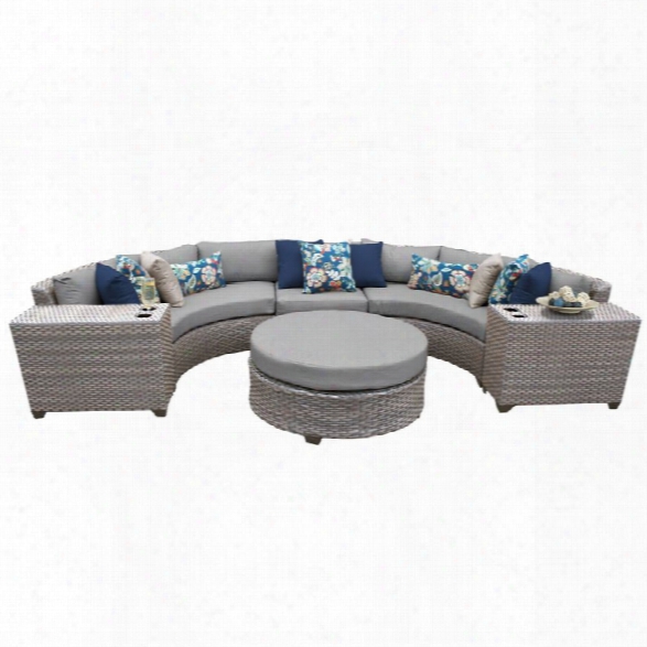 Tkc Florence 6 Piece Patio Wicker Sectional Set In Gray