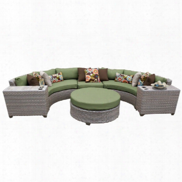 Tkc Florence 6 Piece Patio Wicker Sectional Set In Green