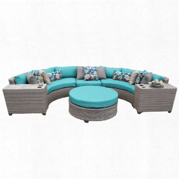 Tkc Florence 6 Piece Patio Wicker Sectional Set In Turquoise