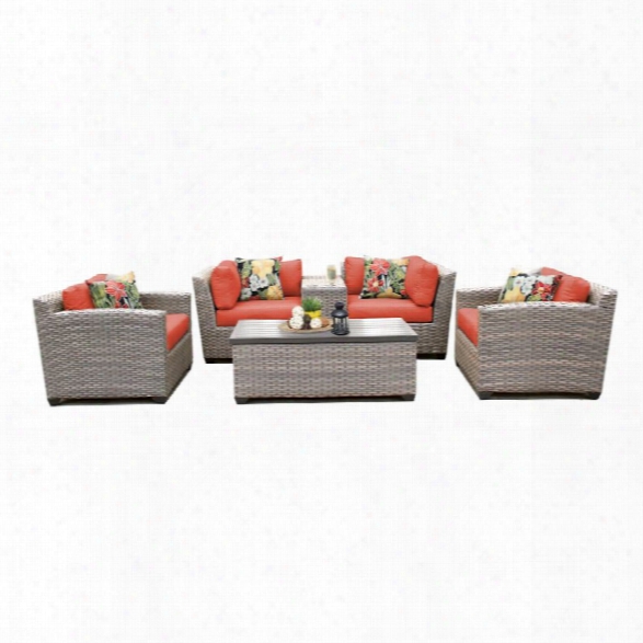 Tkc Florence 6 Piece Patio Wicker Sofa Set In Orange