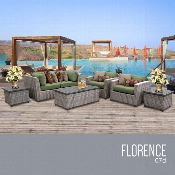 Tkc Florence 7 Piece Patio Wicker Sofa Set In Green