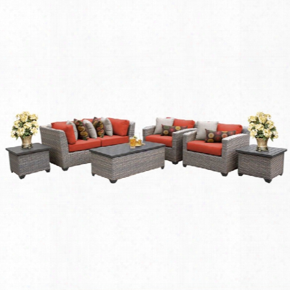 Tkc Florence 7 Piece Patio Wicker Sofa Set In Orange