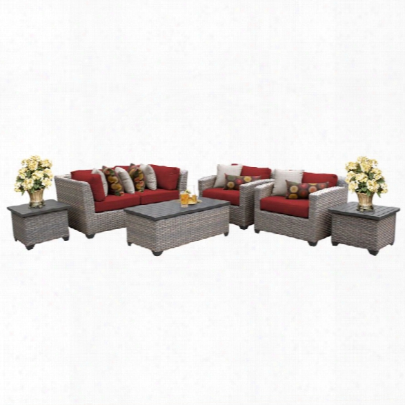 Tkc Florence 7 Piece Patio Wicker Sofa Set In Red