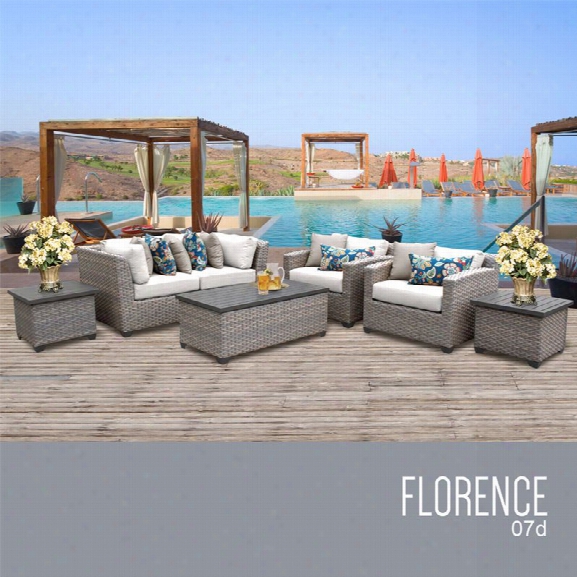 Tkc Florence 7 Piece Patio Wicker Sofa Set In White