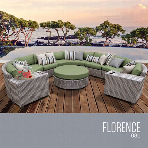 Tkc Florence 8 Piece Patio Wicker Sectional Set In Green