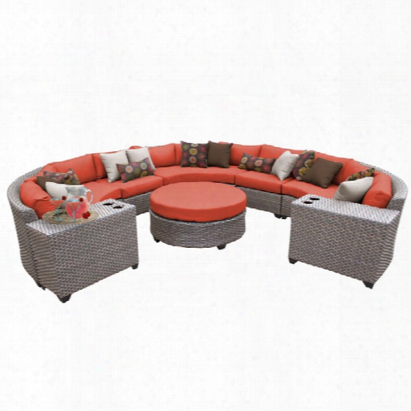 Tkc Florence 8 Piece Patio Wicker Sectional Set In Orange