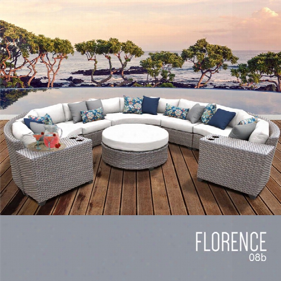 Tkc Florence 8 Piece Patio Wicker Sectional Set In White