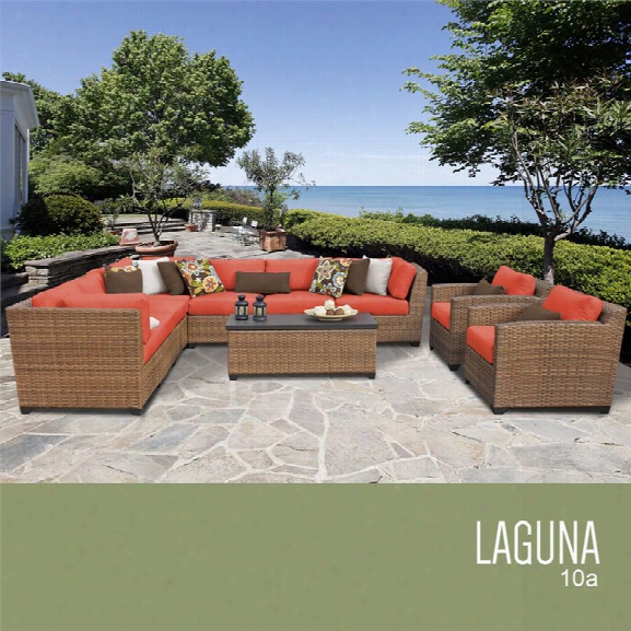 Tkc Laguna 10 Piece Patio Wicker Sofa Set In Orange