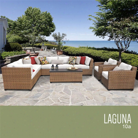 Tkc Laguna 10 Piece Patio Wicker Sofa Set In White