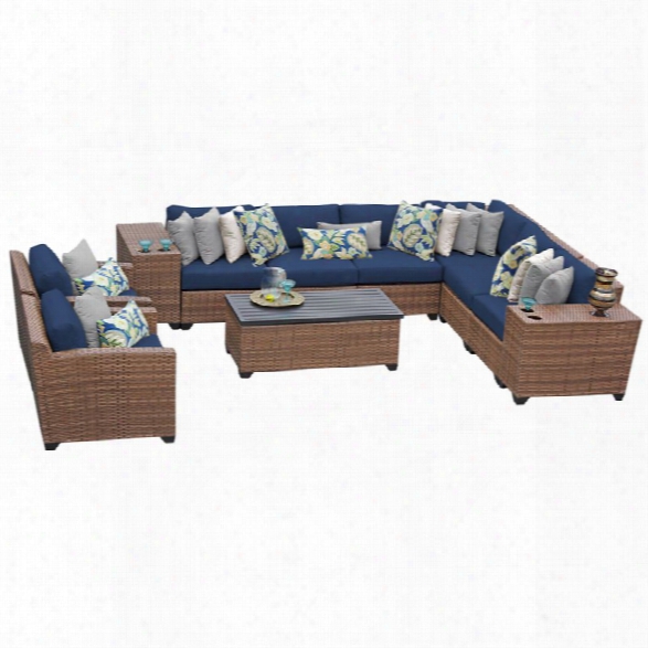 Tkc Laguna 11 Piece Patio Wicker Sofa Set In Navy