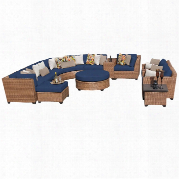 Tkc Laguna 12 Piece Patio Wicker Sofa Set In Navy