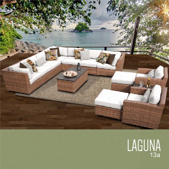 Tkc Laguna 13 Piece Patio Wicker Sofa Set In White