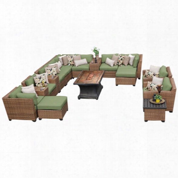 Tkc Laguna 17 Piece Patio Wicker Sofa Set In Green