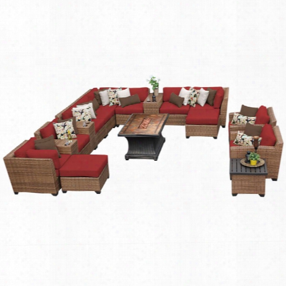 Tkc Laguna 17 Piece Patio Wicker Sofa Set In Red