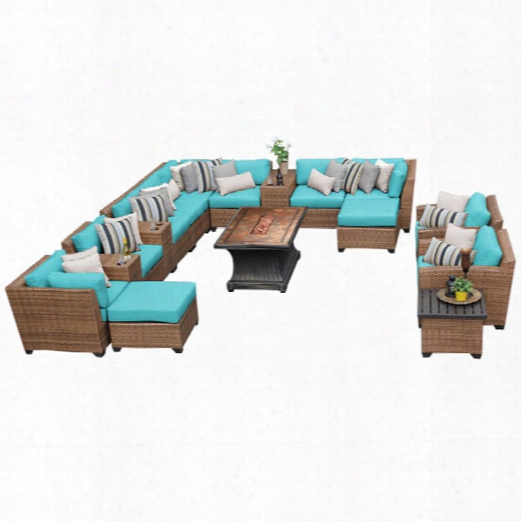 Tkc Laguna 17 Pi Ece Patio Wicker Sofa Set In Turquoise