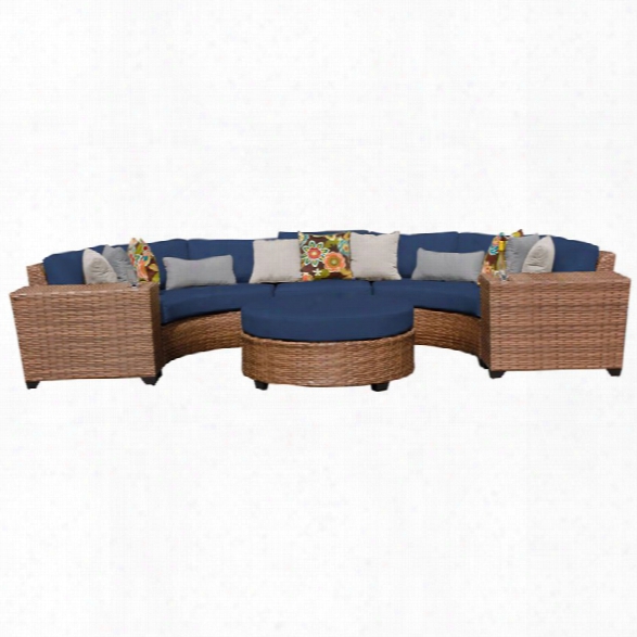 Tkc Laguna 6 Piece Patio Wicker Sectional Set In Navy