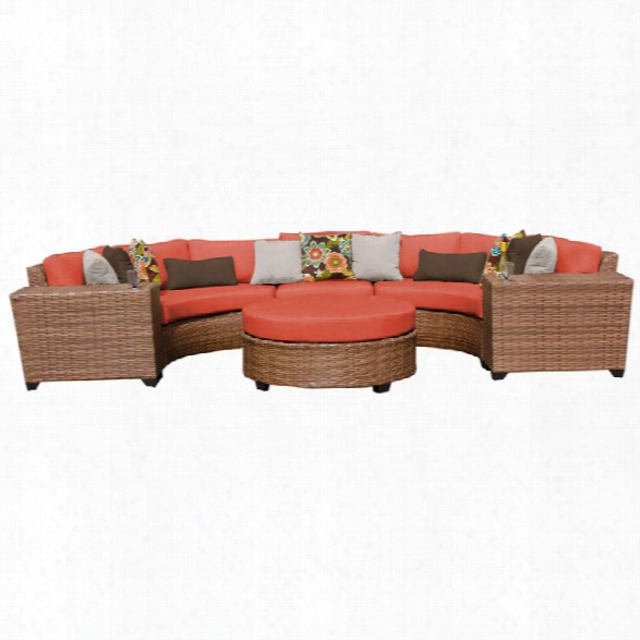 Tkc Laguna 6 Piece Patio Wicker Sectional Set In Orange