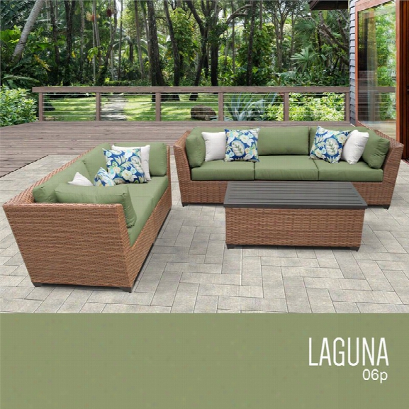 Tkc Laguna 6 Piece Patio Wicker Sofa Set In Green