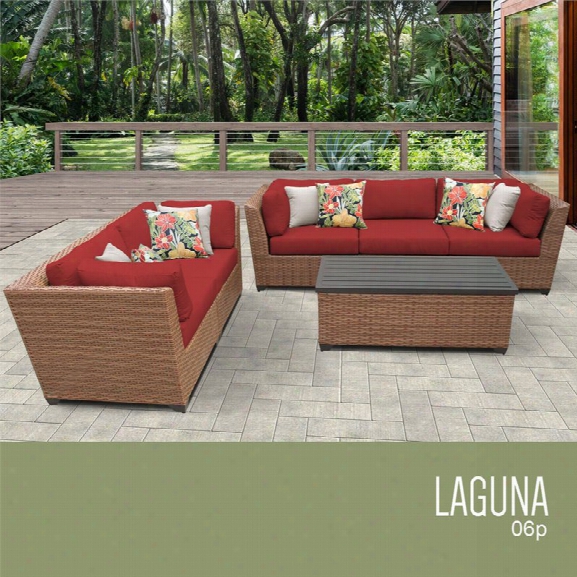 Tkc Laguna 6 Piece Patio Wicker Sofa Set In Red