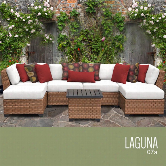 Tkc Laguna 7 Piece Patio Wicker Sectional Set In White