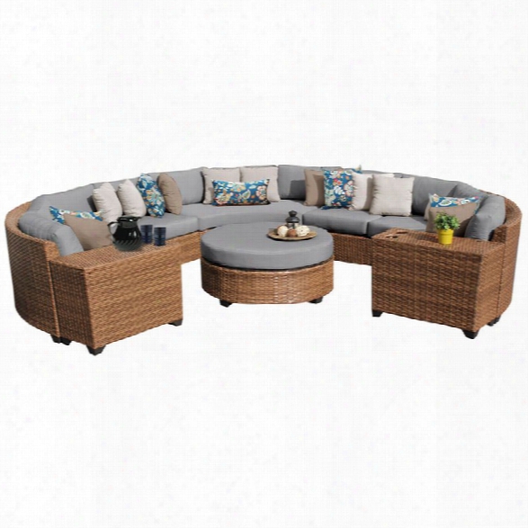 Tkc Laguna 8 Piece Patio Wicker Sectional Set In Gray