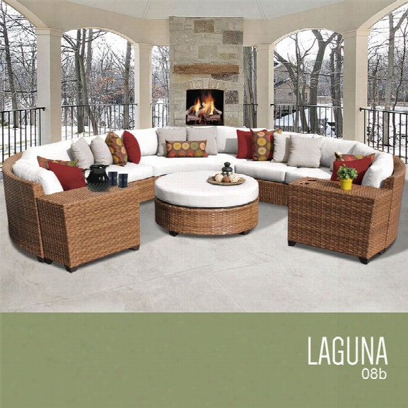 Tkc Laguna 8 Piece Patio Wicker Sectional Set In White