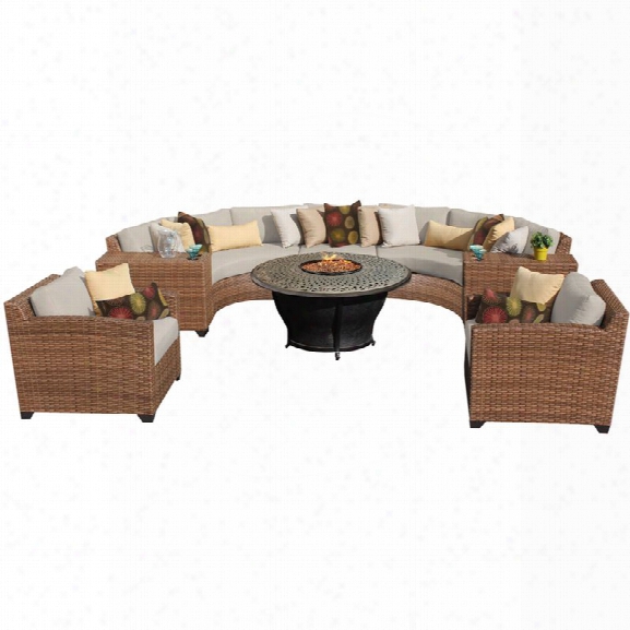 Tkc Laguna 8 Piece Patio Wicker Sofa Set In Beige