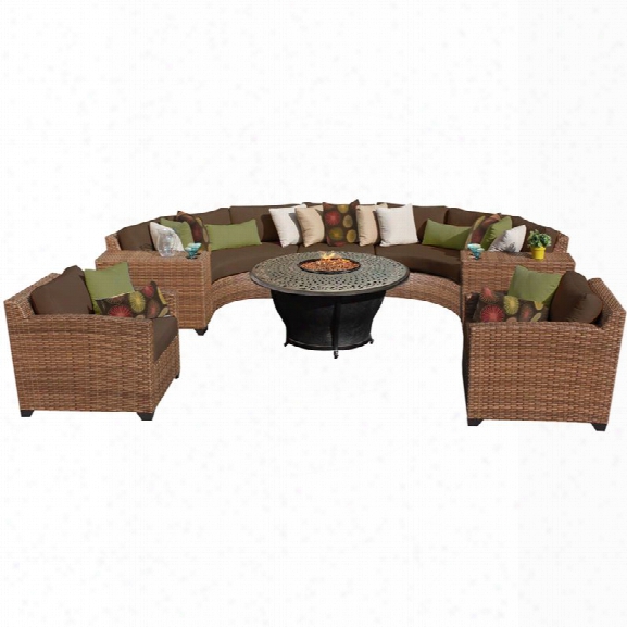 Tkc Laguna 8 Piece Patio Wicker Sofa Set In Dark Brown