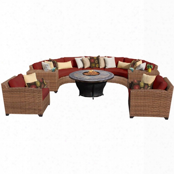 Tkc Laguna 8 Piece Patio Wicker Sofa Set In Red