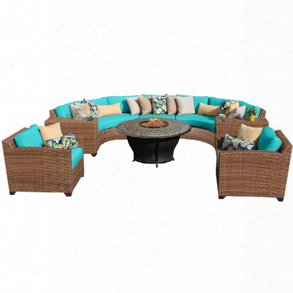 Tkc Laguna 8 Piece Patio Wicker Sofa Set In Turquoise